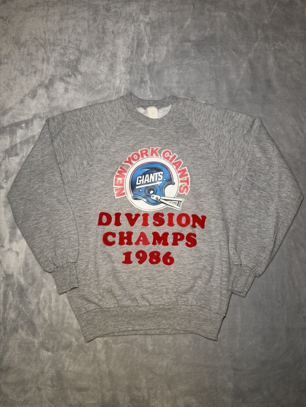 Vintage 1986 New York Giants Division Champs Sweatshirt Gray NFL Football Exc.